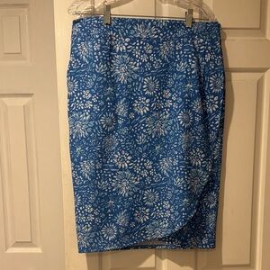 Rip Skirt- Floral Blue Pencil Skirt